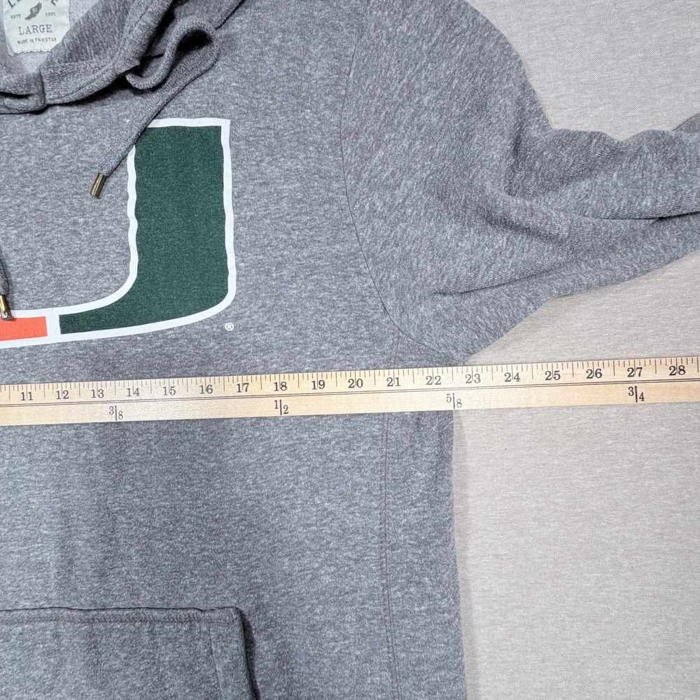 League University of Miami Hurricanes Hoodie Mens Large Gray Pullover U Logo - Picture 2 of 7